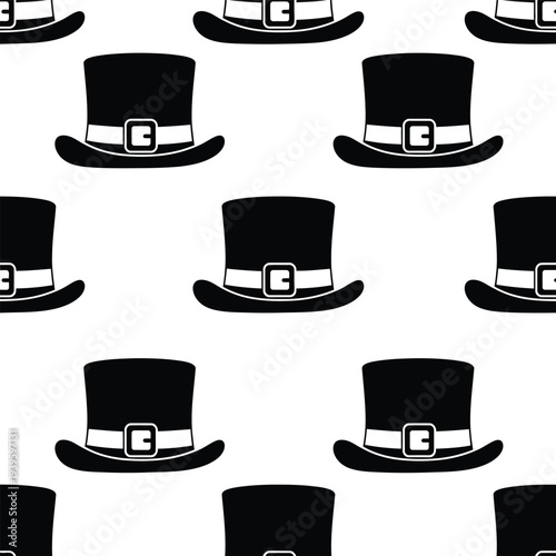Seamless pattern with black magic hats. magical celebration texture, background, wallpaper