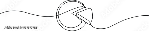 Illustration of continuous line drawing of a pie chart with a slice removed