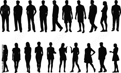 Black silhouette collection of professional athletes throwing javelin in track and field competition 