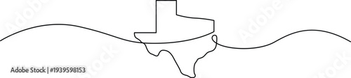 Illustration of texas state map outline continuous line drawing