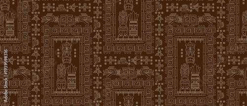 Ancient Mayan Civilization Pattern. Old school pattern design. Tribal motif pattern