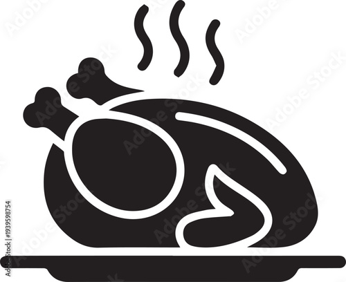 Roasted chicken turkey icon graphic design. Vector icon illustrations
