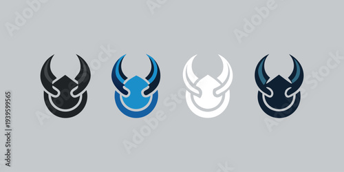 Set of 4 devil head icons vector
