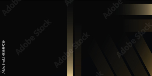 Vector luxury tech background. Stack of black carbon fiber material texture layer with gold stripe. Blured bottom layers. Arrow shape premium industrial wallpaper