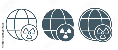 Global Network with Radioactive Warning Icon. Nuclear Radiation Risk and Cyber Threat. Vector Illustration
