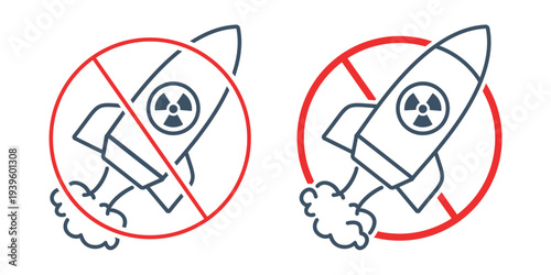No Missile Weapon Icon. Stop War. Vector Illustration