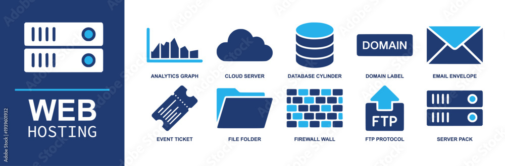 Fotografie Web hosting icon set