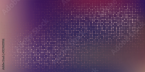 Abstract neon purple bg with 8 bit pixel pattern on gradient background. Vector retro illustration with overlay glow effect. Halftone with bitmap dither texture