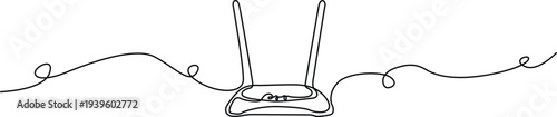 Illustration of minimalist line art drawing of a wireless internet router