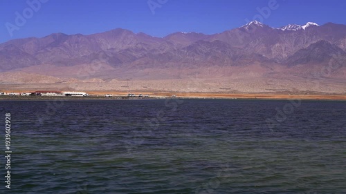 Wallpaper Mural Qinghai Lake with Snow-Capped Mountains and Desert Landscape Torontodigital.ca