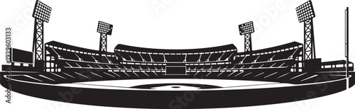 Black and white illustration of an empty stadium seating