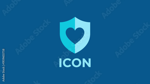 This image features a blue shield with a heart symbol at its center, representing protection, love, and care in a modern, minimalist design suitable for various applications.