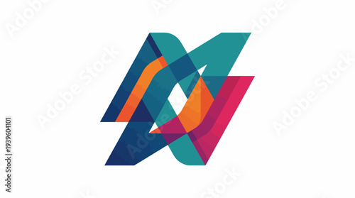 A modern, multifaceted logo featuring sharp angles and vibrant colors symbolizes creativity and innovation, making it ideal for branding in design-oriented sectors.