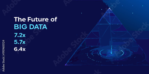 The future of big data is visualized with a glowing pyramid
