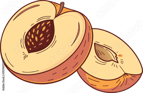 Yellow Peach Fresh Fruit Illustration. Ripe Yellow Peach Fruit Concept. Yellow Peach Summer Fruit Design. Juicy Yellow Peach Natural Illustration. Fresh Yellow Peach Organic Concept. Yellow Peach Farm