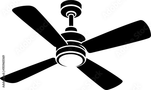 ceiling fan Black silhouette Vector illustration