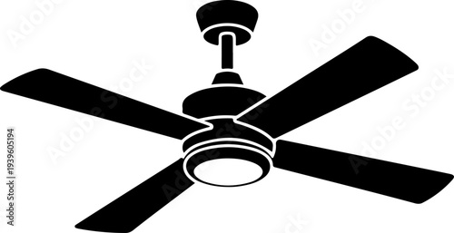 ceiling fan Black silhouette Vector illustration