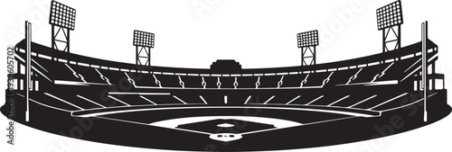 Black and White Illustration of a Baseball Stadium Seating