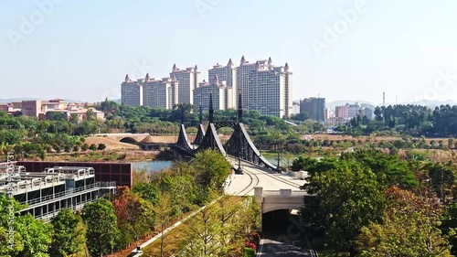 Wallpaper Mural Dongguan Modern Castle Towers Bridge Lake with Lush Greenery Skyline Torontodigital.ca