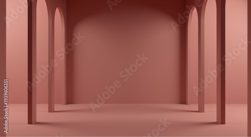 Modern terracotta archway interior with elegant empty space