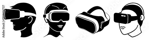 Virtual reality headsets set futuristic technology vector illustration flat design isolated on white background