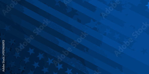 Abstract blue background with stripes and scattered white stars