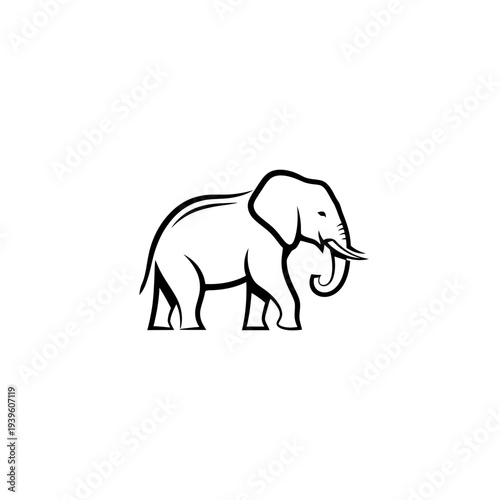 Vector silhouette of an elephant in a minimalist style. Fauna and habitat of animals. Travel to Africa and safari tour. Zoo and protection for endangered species