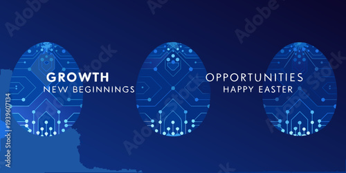 Abstract digital art with text celebrating growth and easter