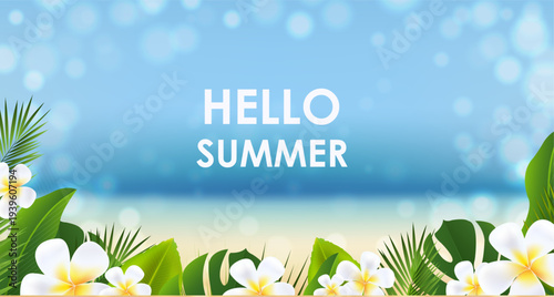 Tropical Border With Sea And Bokeh