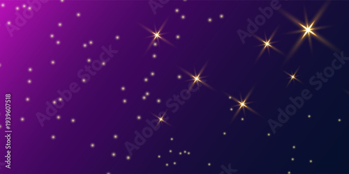 Magic color galaxy with star and planet. Infinite universe and starry night blue sky. Realistic cosmos light. Space background with realistic purple and pink nebula, stardust and shining stars. Vector