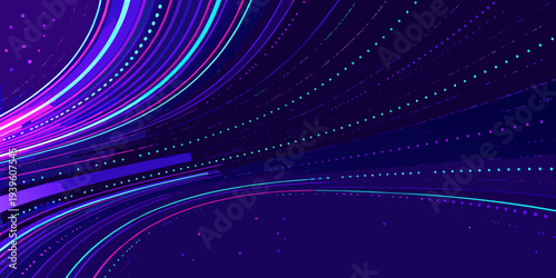 Abstract flowing lines of vibrant neon colors against a dark background