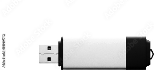 USB Flash Drive with Halftone Texture Effect Isolated on White