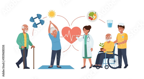 Healthy Aging and Senior Care: Comprehensive Wellness, Active Lifestyle, Nutrition, Medical Support, and Elderly Well-being