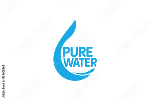 Blue pure water logo with drop shape design element