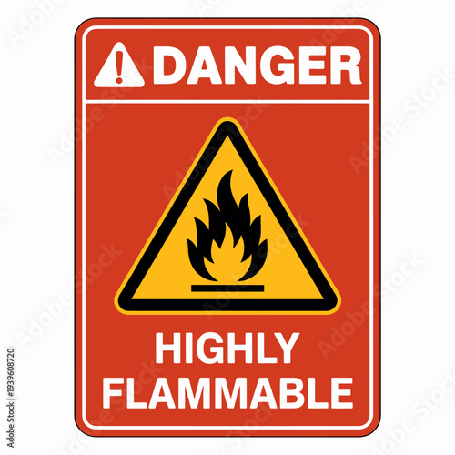 Warning sign indicating highly flammable materials or liquids are present nearby