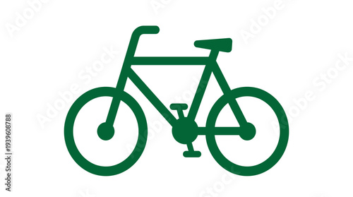 Simple green bicycle icon in a flat design style