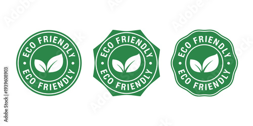 Eco friendly labels with green color and leaf symbol  ecofriendly