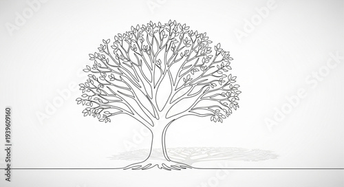 Detailed Artistic Tree Illustration with Fine Lines.