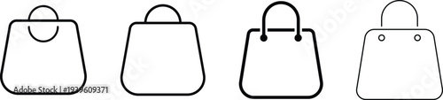 shopping bag icon set. Paper bag and merchandise symbol. Retail Shopping Symbols. Online Shop Symbol. Commerce Sign
