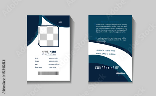 Id card template design for corporate company with unique shape