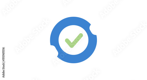 Green Checkmark in Blue Irregular Cookie Shape Icon - Success, Approval & Verification Symbol