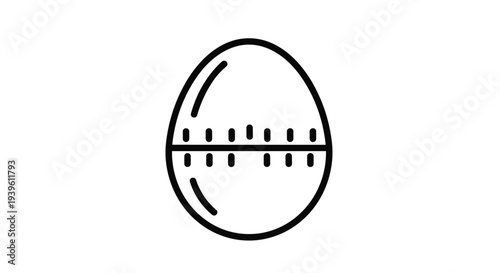 Minimalist black and white icon of a mechanical kitchen egg timer showing a countdown scale on a white background.