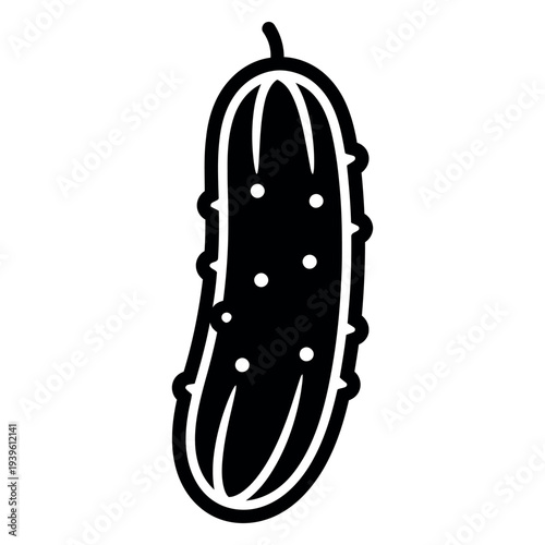 Black and white of a pickle flat simple food vegetable