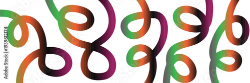 Vibrant wavy lines with gradient colors on white background Print