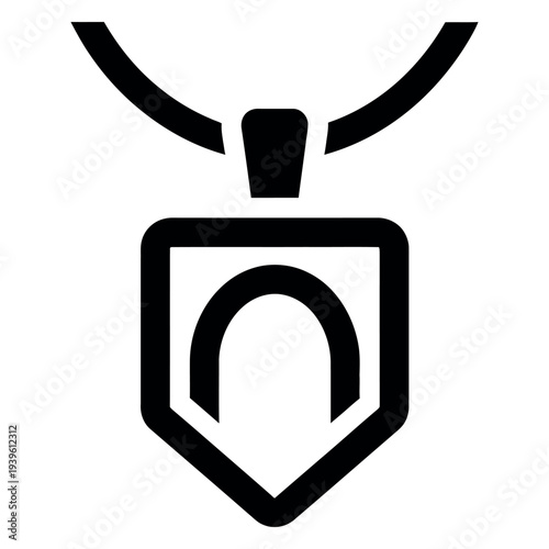Black and white of a shield pendant necklace