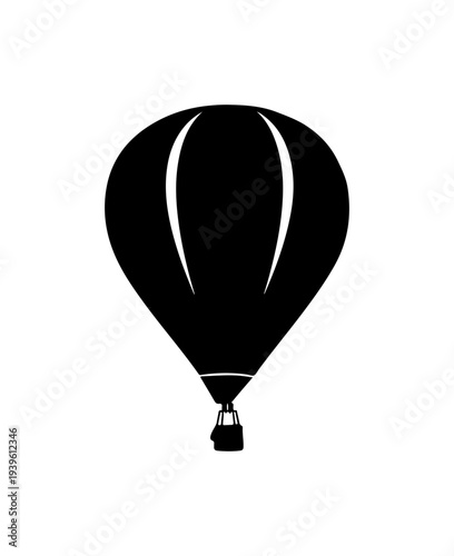 Vector hot air balloon icon, black silhouette