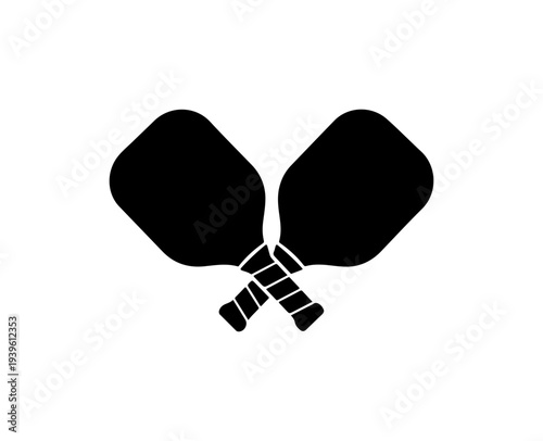 Vector illustration of 2 black pickleball paddles
