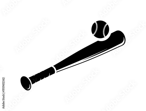 Vector illustration of baseball bat and ball