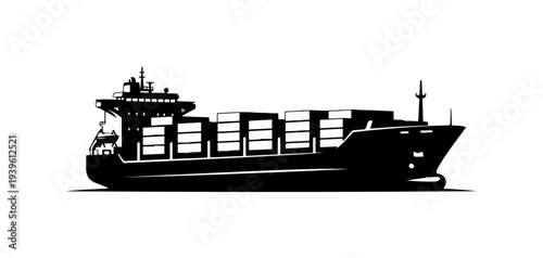 Black silhouette of a cargo ship vector