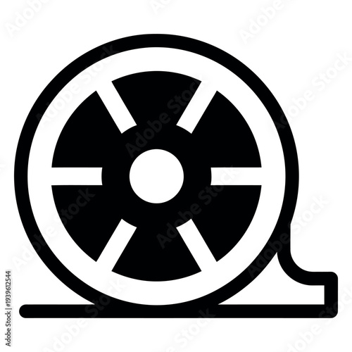 Black and white of a spool of tape reel